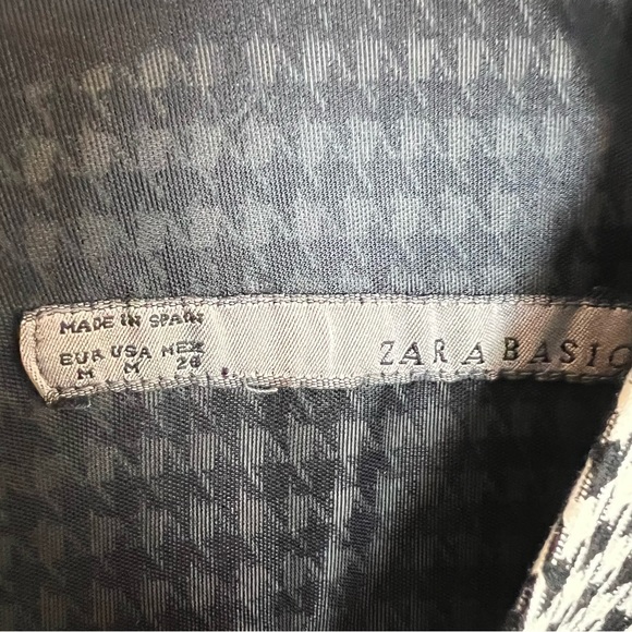 Zara Houndstooth Fitted Sheath Dress Black & White Size Medium Herringbone Work - Picture 7 of 9